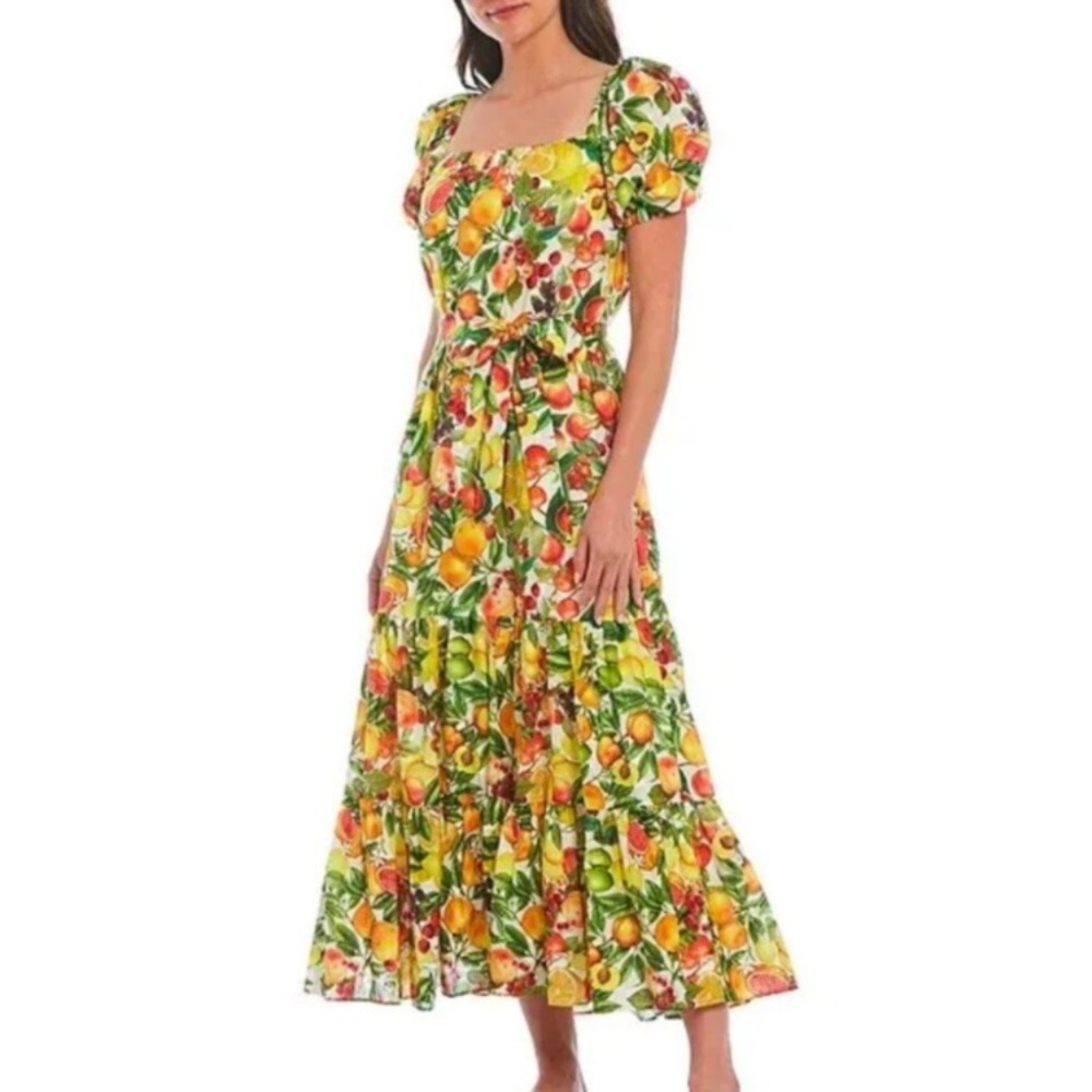 ANTONIO MELANI Colorful Lemon Fruit Italian Print Dress